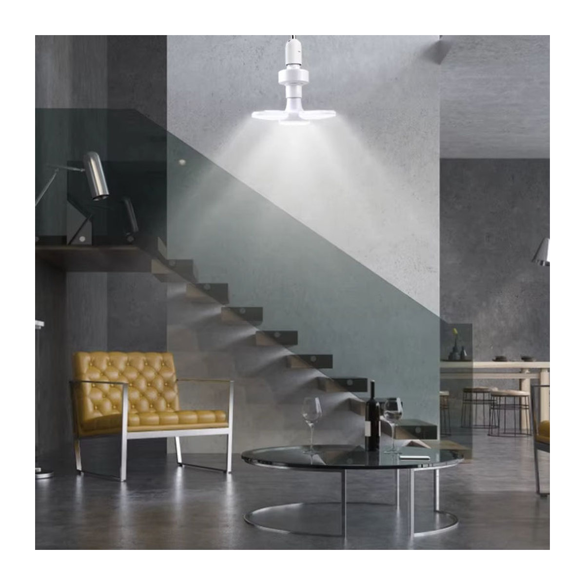 VooVoo Faltbare LED-Ventilatorlampe mit E27 Sockel, 28W, Weiß, Modern mit Fernbedienung und Timing-Funktion - Bild 4
