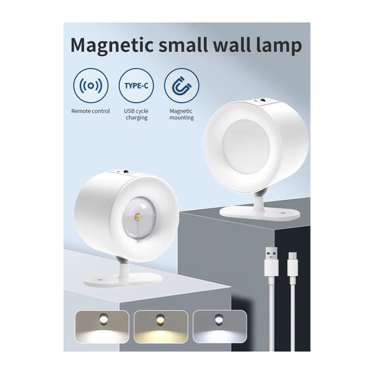 VooVoo LED Wandleuchte Weiß – Dimmbare Nachttisch-Leseleuchte mit zwei Köpfen, magnetisch und 360 Grad rotierbar - Bild 2