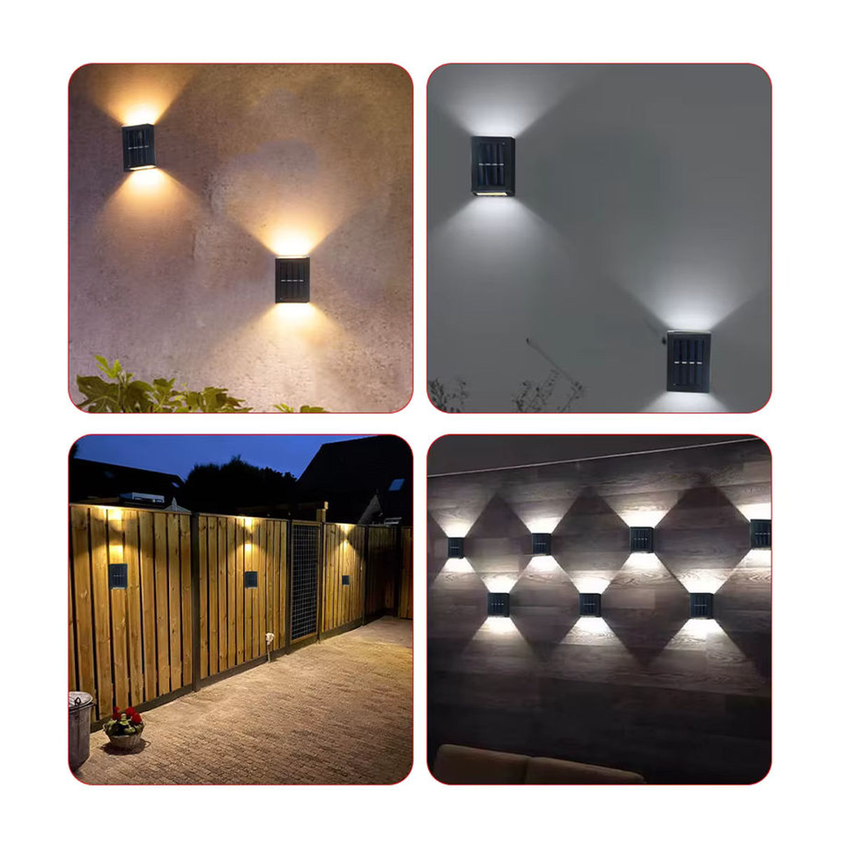 VooVoo Moderne Solar Wandleuchte Schwarz Wasserdicht mit Up-and-Down Beleuchtung für Garten und Außenbereich - Bild 4
