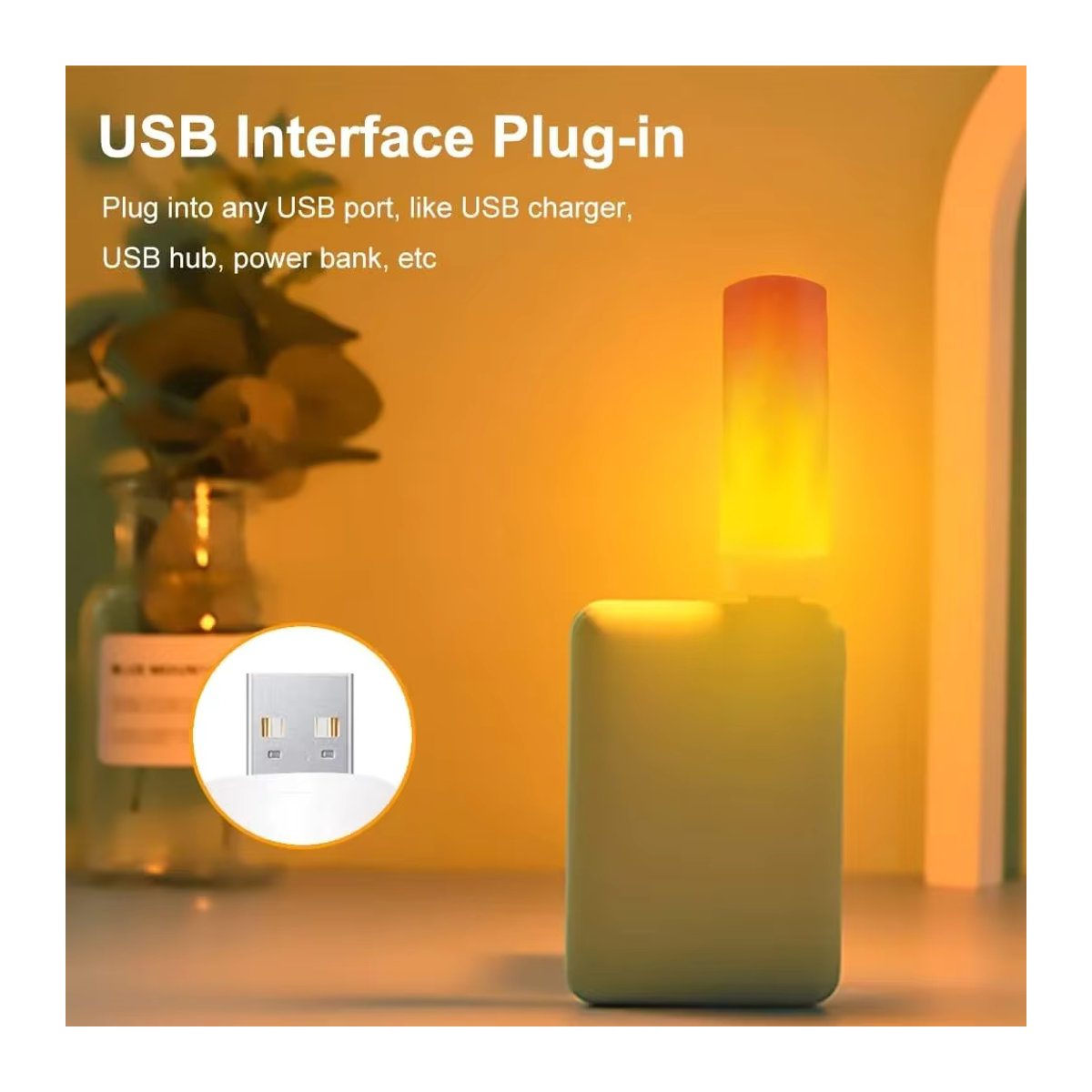 VooVoo USB LED Flammen-Glühbirne mit Flammen-Effekt in Orange für Deko und Party - Bild 3