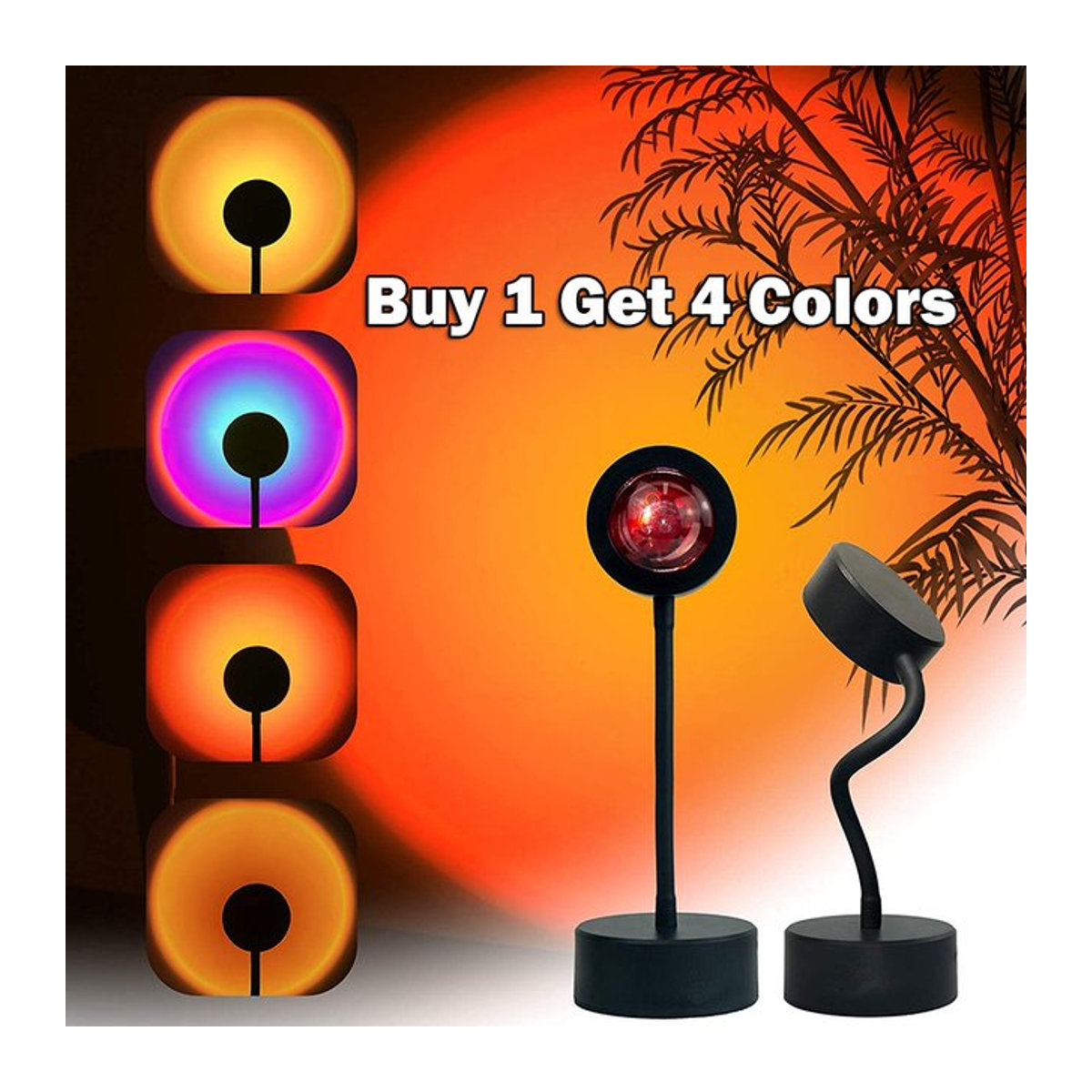 VooVoo USB Sonnenuntergang Lampe in Schwarz für Wohnzimmer und Schlafzimmer als atmosphärischer Projektor und Nachtlicht im minimalistischen Design - Bild 1