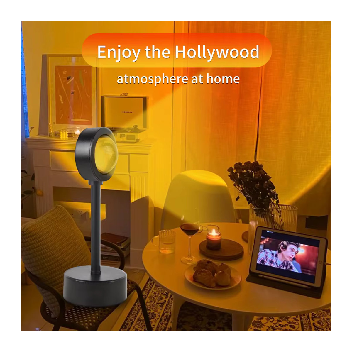 VooVoo USB Sonnenuntergang Lampe in Schwarz für Wohnzimmer und Schlafzimmer als atmosphärischer Projektor und Nachtlicht im minimalistischen Design - Bild 2