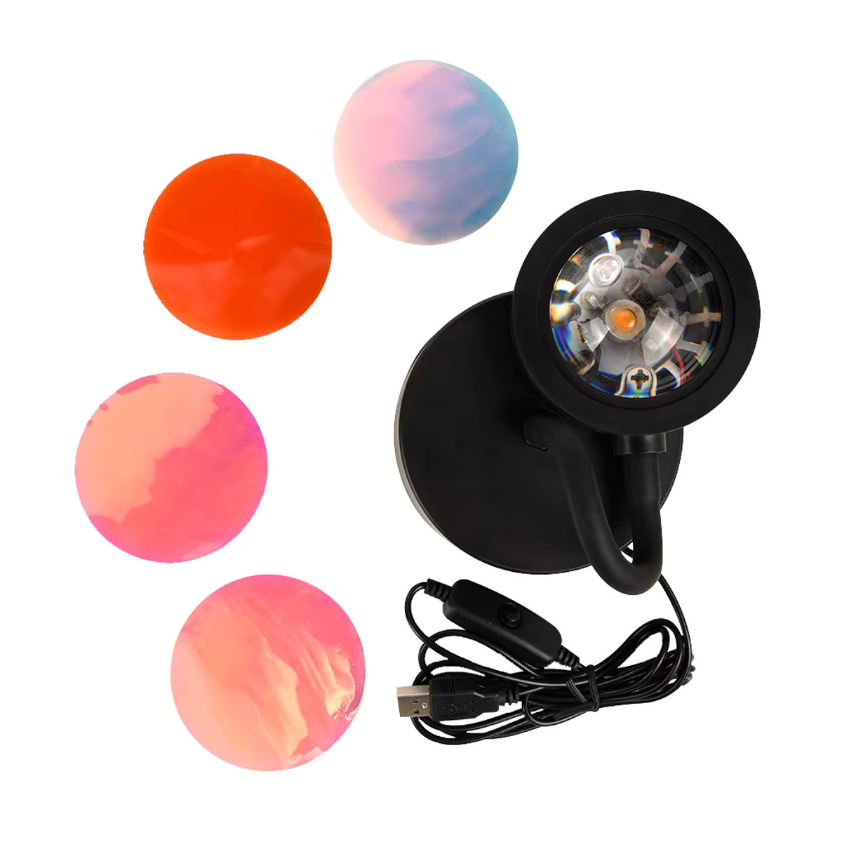 VooVoo USB Sonnenuntergang Lampe in Schwarz für Wohnzimmer und Schlafzimmer als atmosphärischer Projektor und Nachtlicht im minimalistischen Design - Bild 5