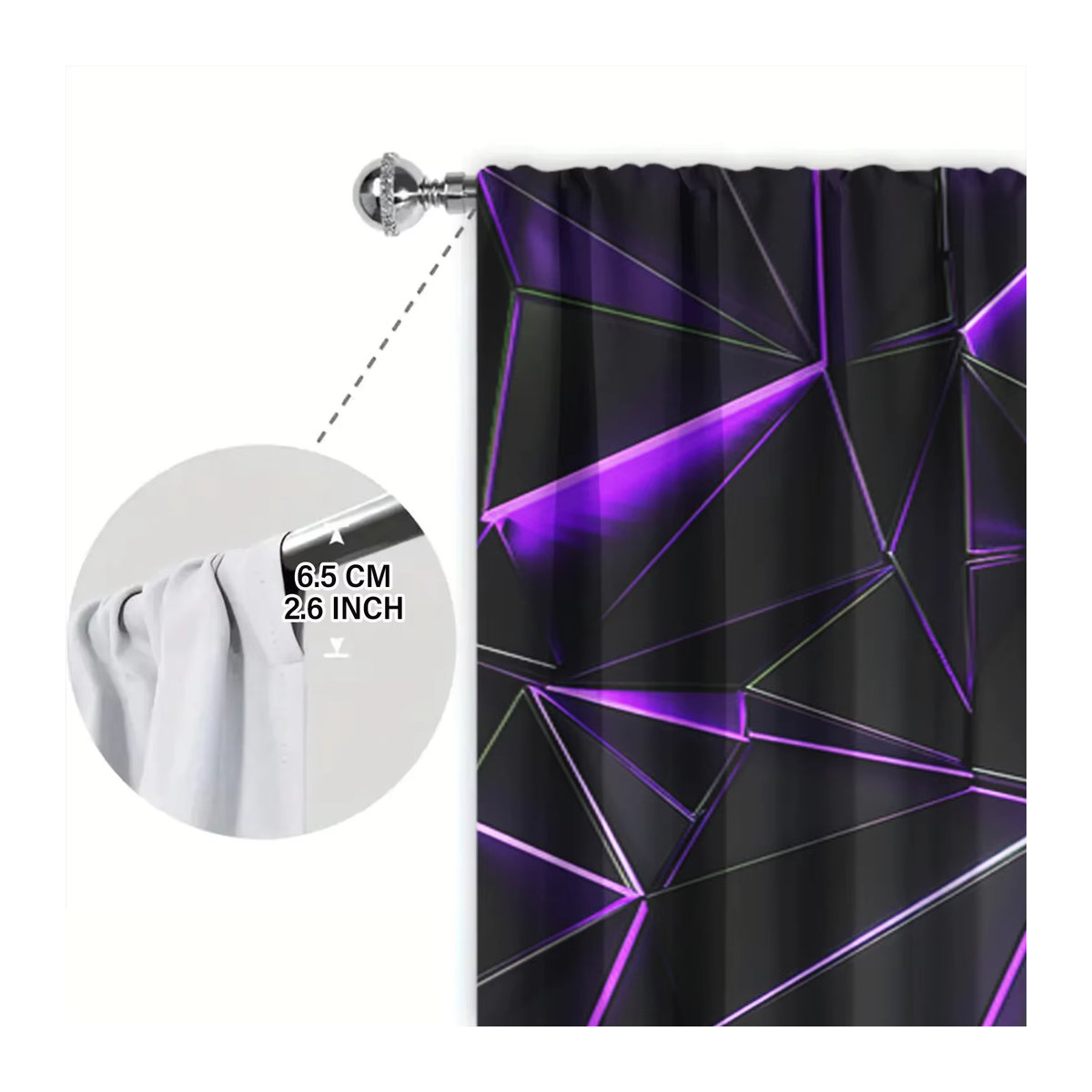 VOZMIO Vorhang Set mit lila unregelmäßiger Geometrie für Schlafzimmer, Büro, Küche und Wohnzimmer, 2 Stück - Bild 5