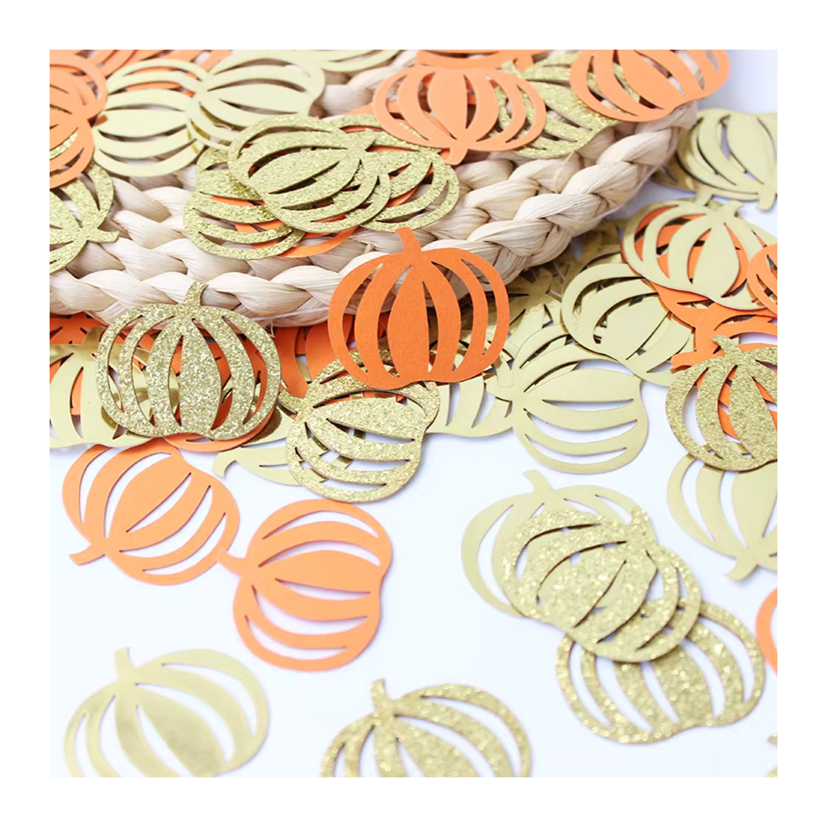 VRISE Herbst Kürbis Konfetti aus Papier in Orange für Halloween, Thanksgiving, Hochzeit und Geburtstag, 100 Stück - Bild 2