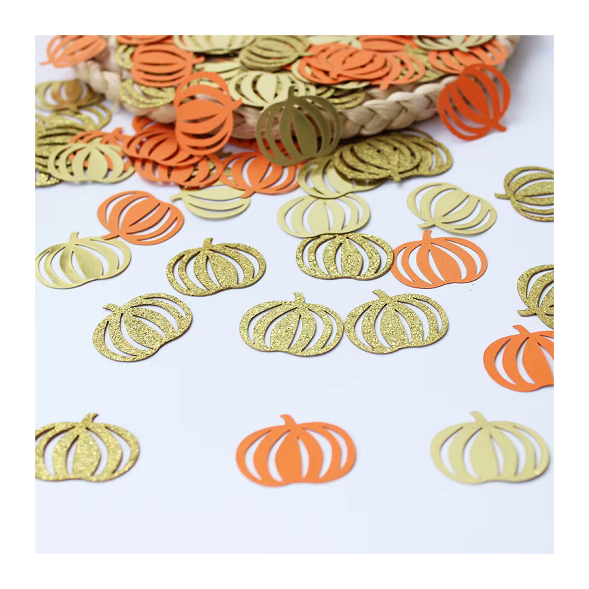 VRISE Herbst Kürbis Konfetti aus Papier in Orange für Halloween, Thanksgiving, Hochzeit und Geburtstag, 100 Stück - Bild 3