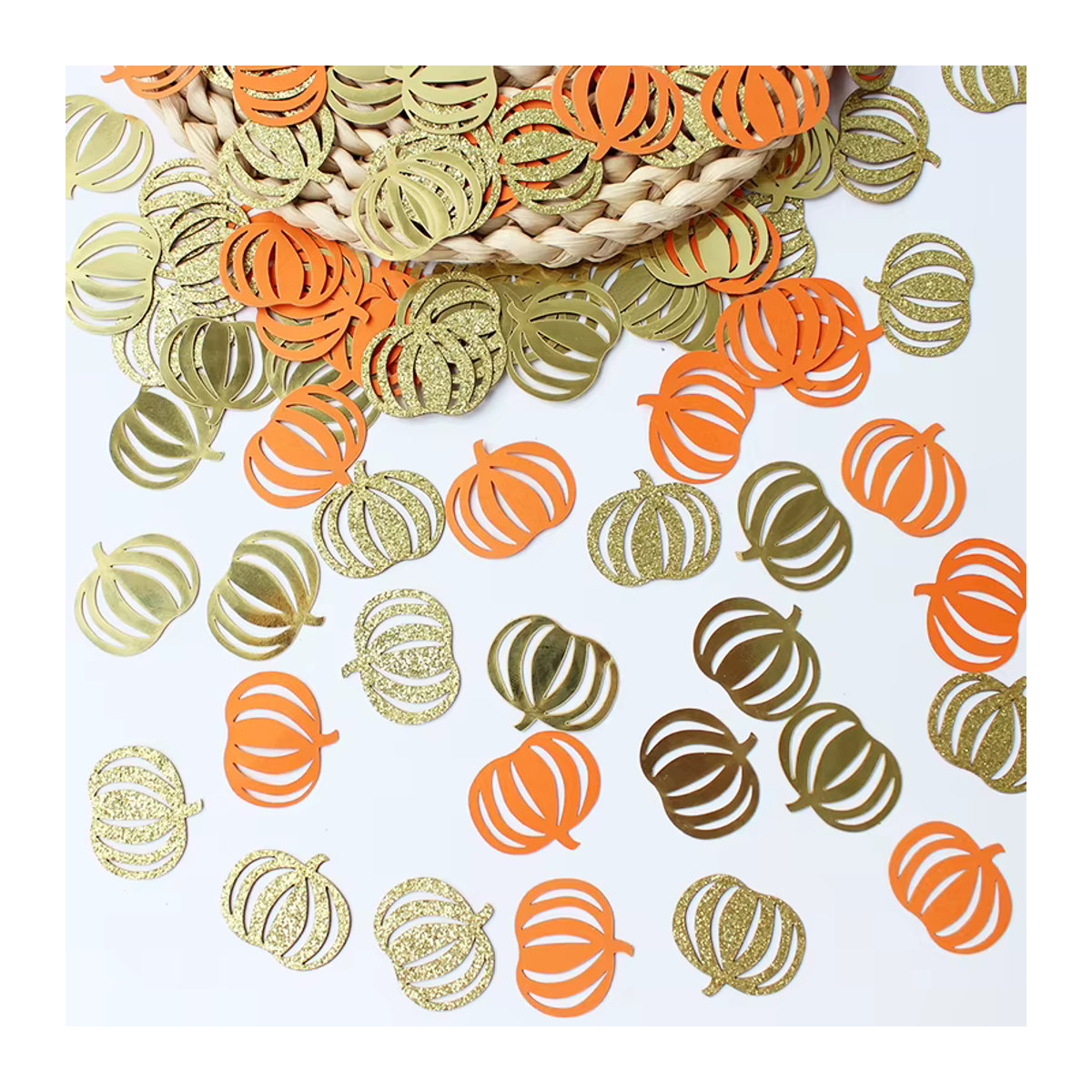 VRISE Herbst Kürbis Konfetti aus Papier in Orange für Halloween, Thanksgiving, Hochzeit und Geburtstag, 100 Stück - Bild 4