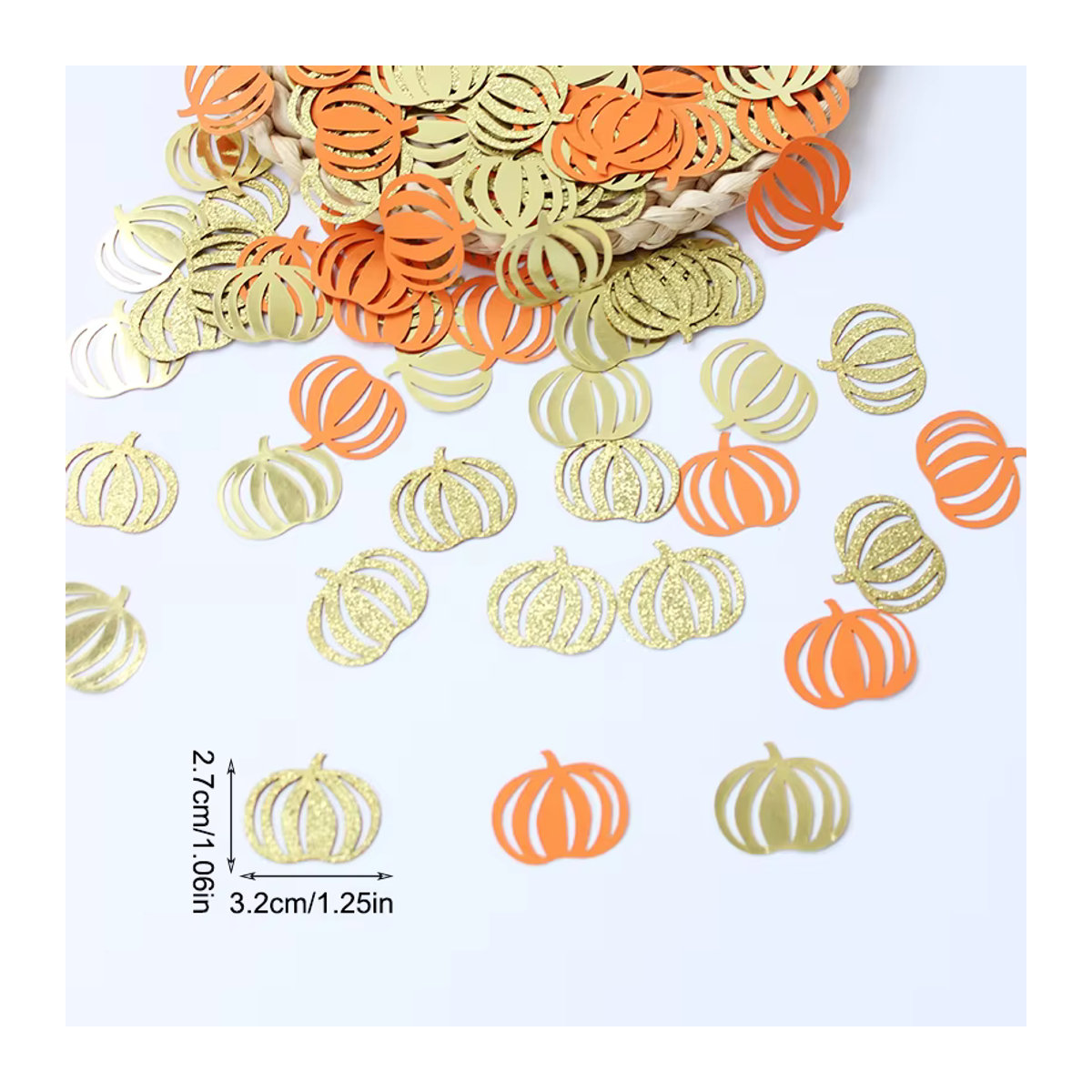 VRISE Herbst Kürbis Konfetti aus Papier in Orange für Halloween, Thanksgiving, Hochzeit und Geburtstag, 100 Stück - Bild 5