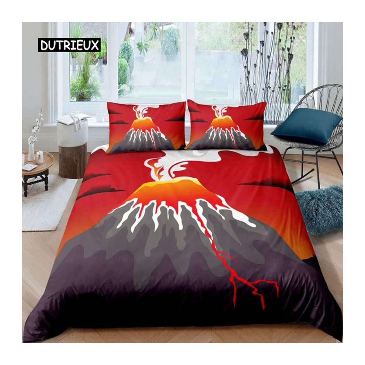 Vulkan Königin Bettwäsche Set mit Lava Ausbruch Design aus Polyester, B/H: 135 x 200 cm - Bild 1