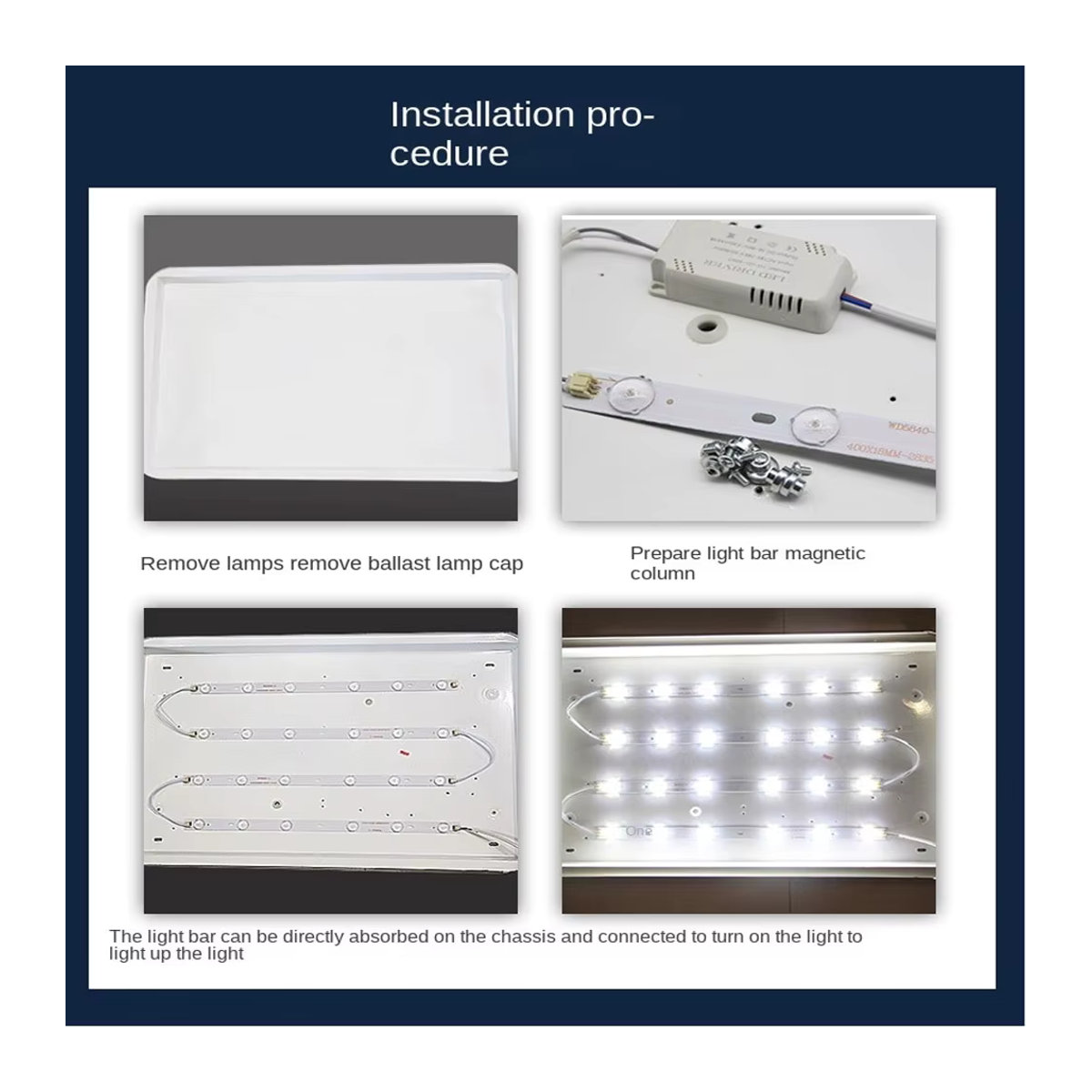 Vusum LED-Streifenmodul als Ersatz für Deckenleuchten, quadratische Energiesparlampe zur Nachrüstung - Bild 2