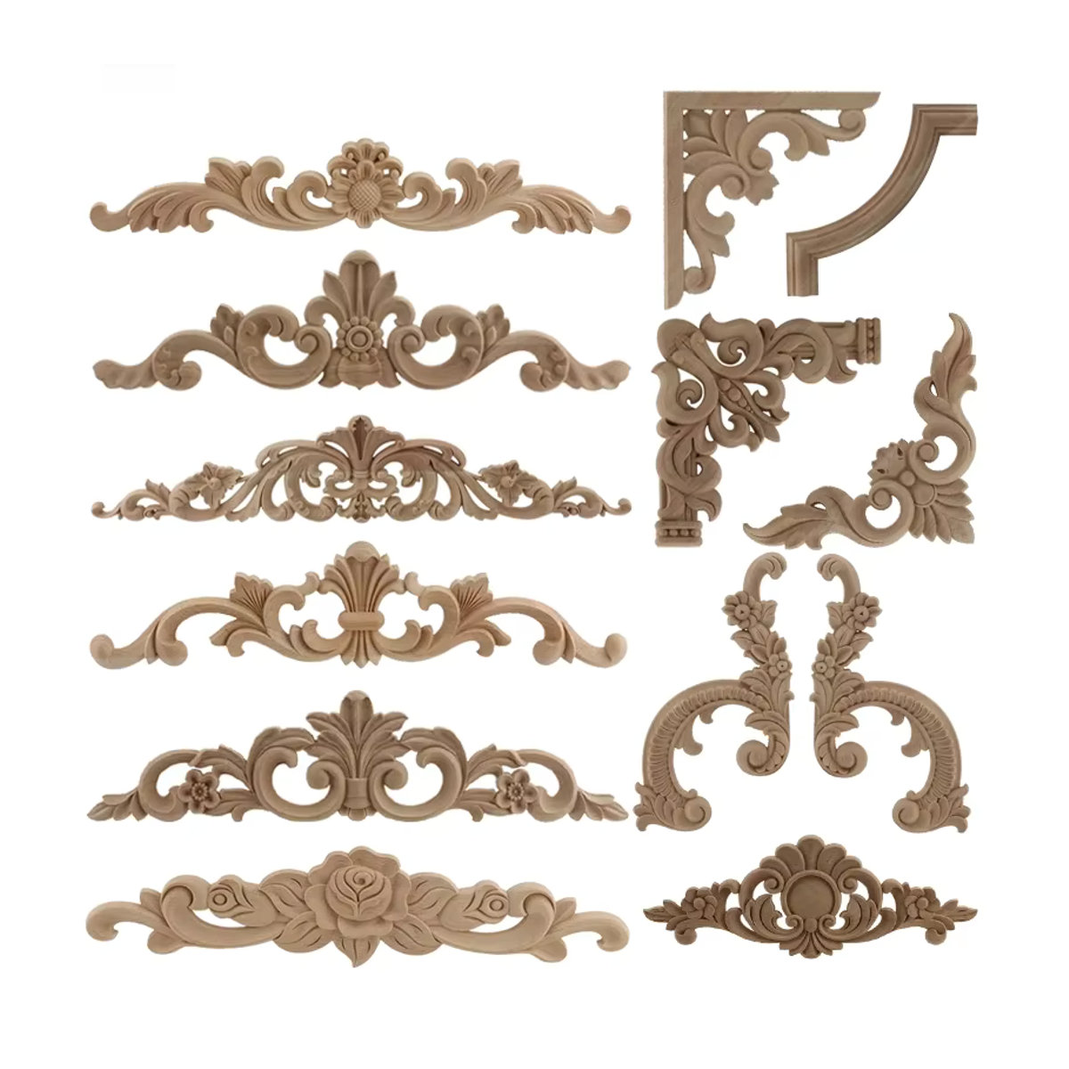 VZLX Spiegelrahmen aus natürlichem Blumenholz mit antiker Holzschnitzerei und floralem Design in Beige - Bild 3