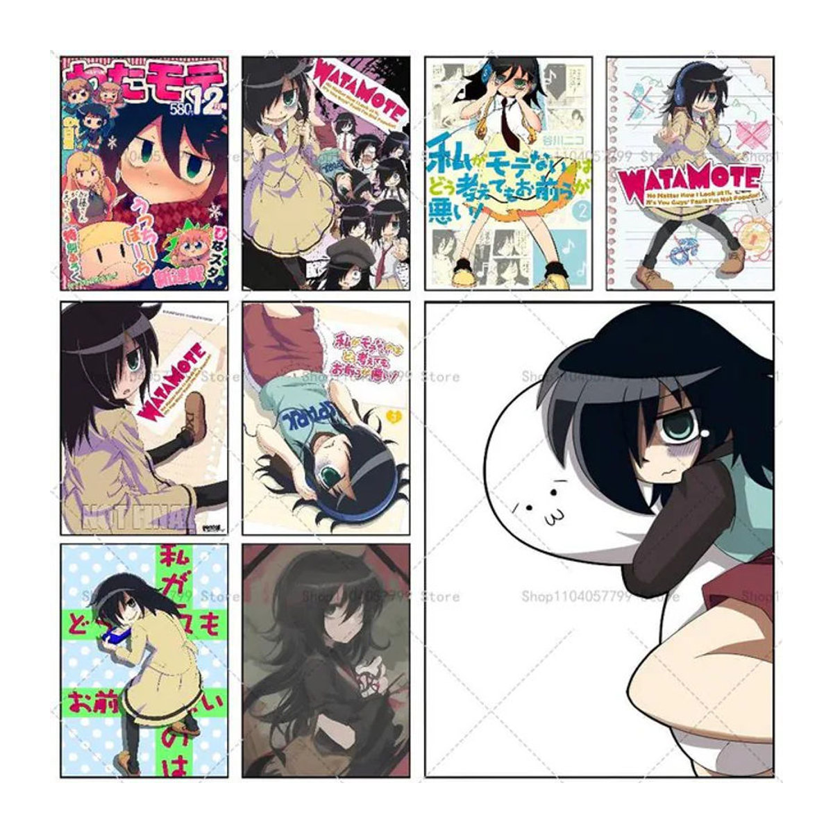 W-Watamote T-Tomoko Anime Poster als selbstklebender wasserfester Wandaufkleber aus Papier in Mehrfarbig - Bild 1