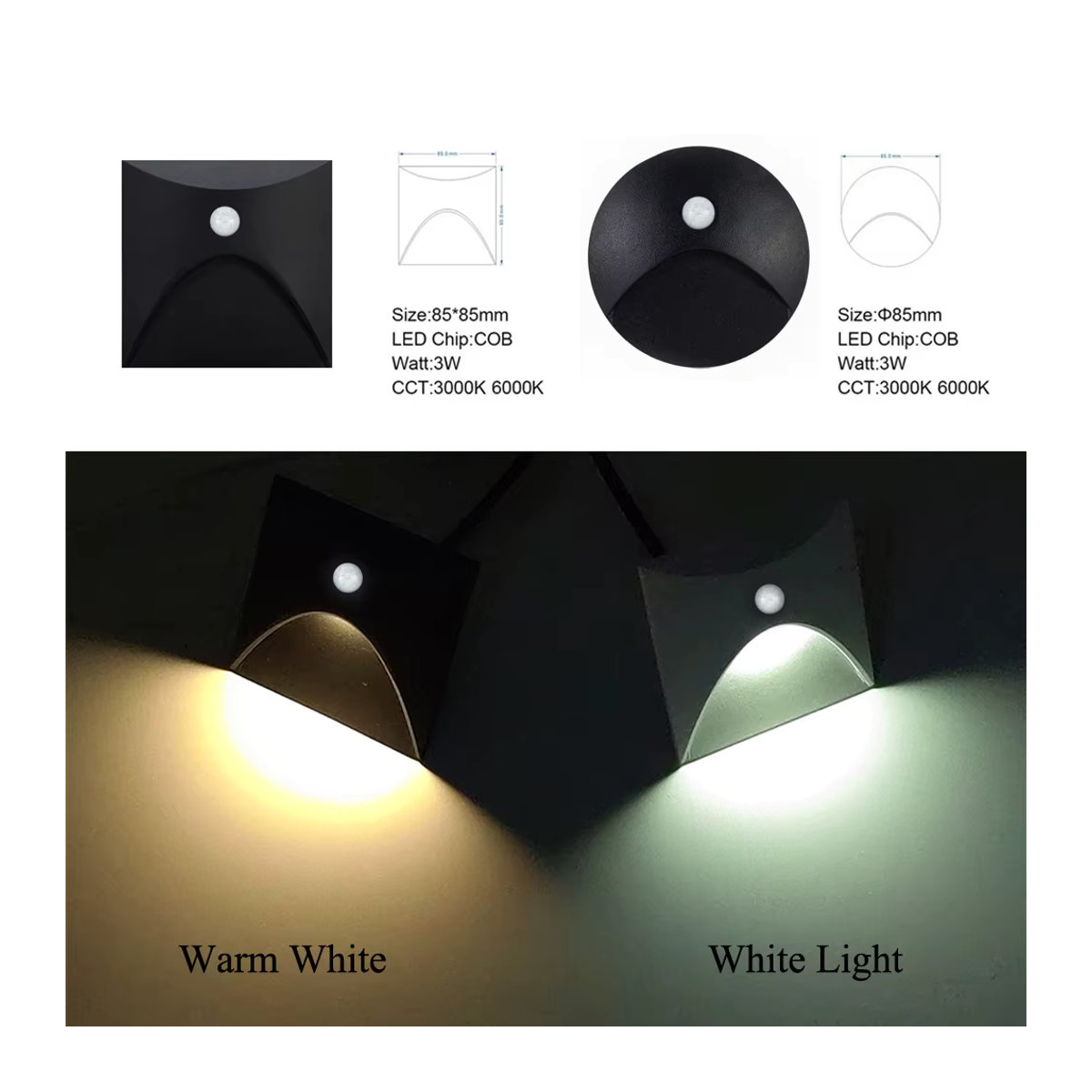 WAAJEA LED-Einbaustrahler mit PIR-Bewegungsmelder als Wegeleuchte in Weiß aus Aluminium - Bild 4