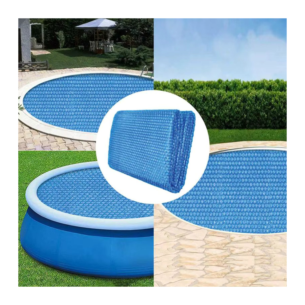 waasoscon Solar-Pool-Abdeckung in Blau mit Blasen zur Wärmespeicherung und Verdunstungsreduzierung - Bild 4