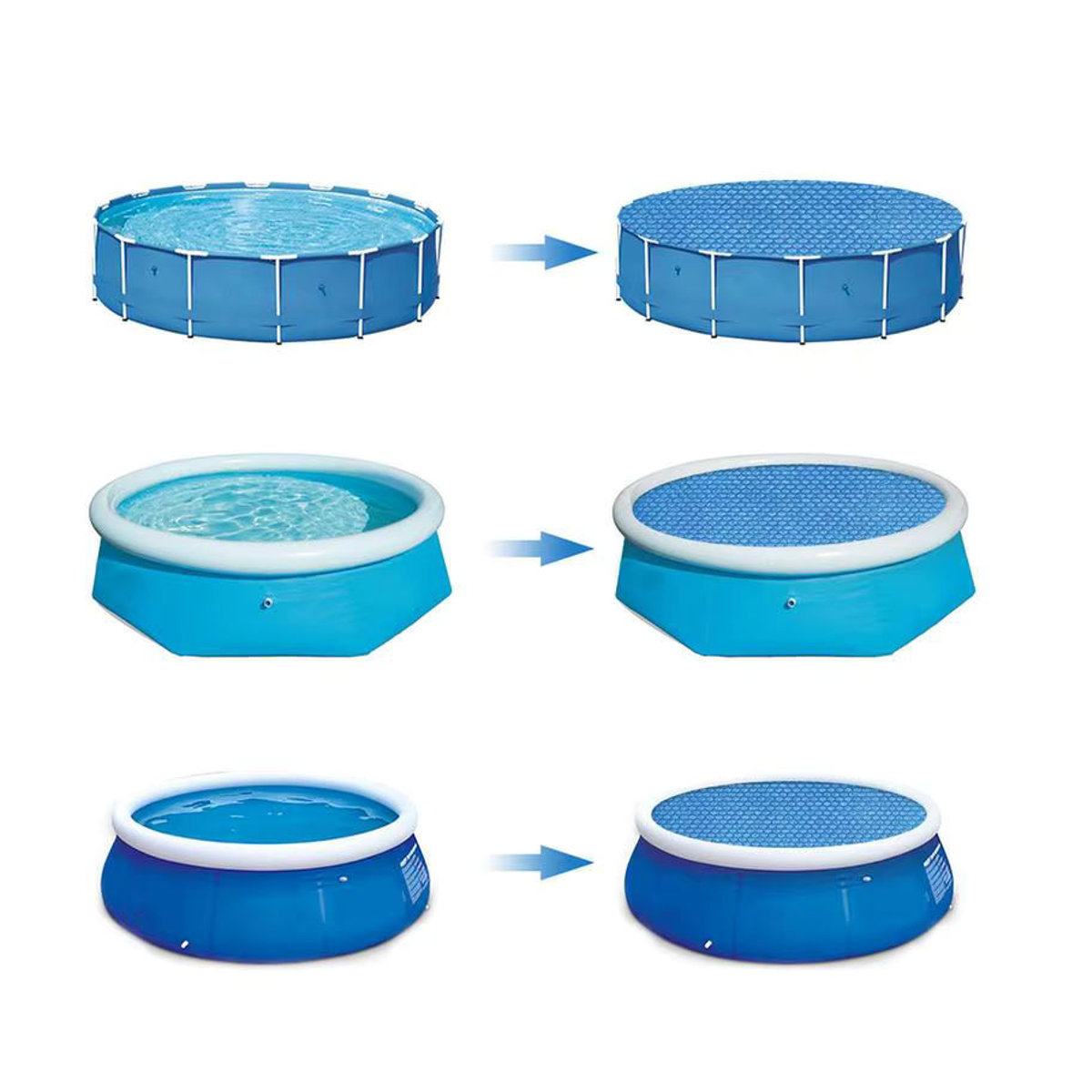 Waasoscon Solar Pool Abdeckung in Blau mit wärmeisolierenden Luftblasen für Bodenpools und Whirlpools - Bild 4