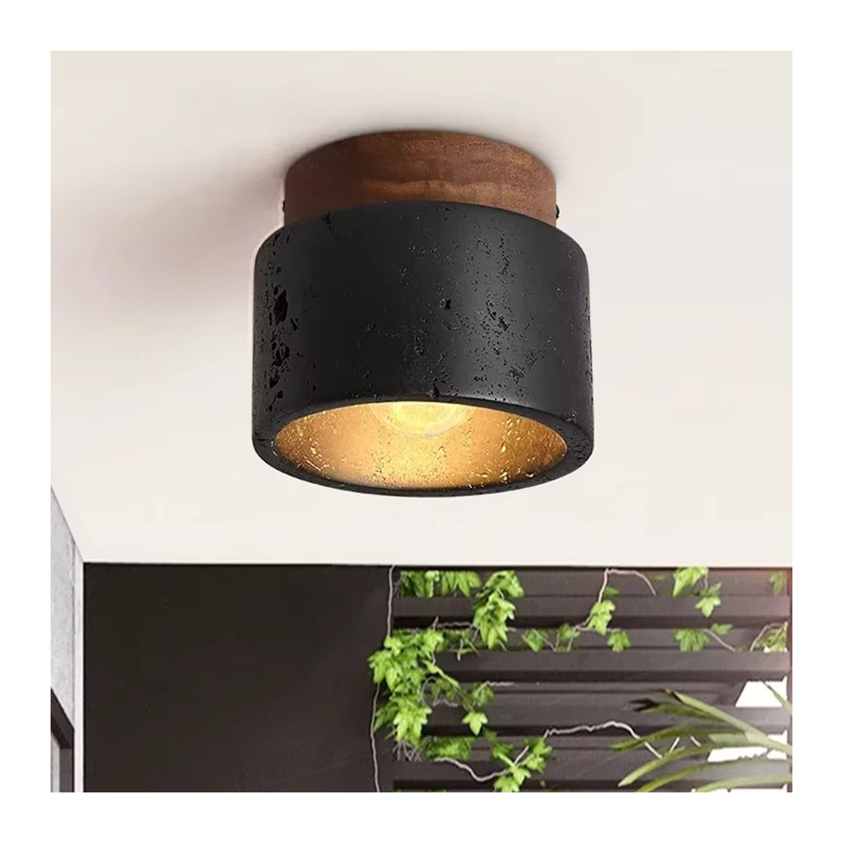 Wabi-sabi Deckenleuchte Pumous in Schwarz im Nordeuropa-Design für Veranda, Balkon und Korridor - Bild 2