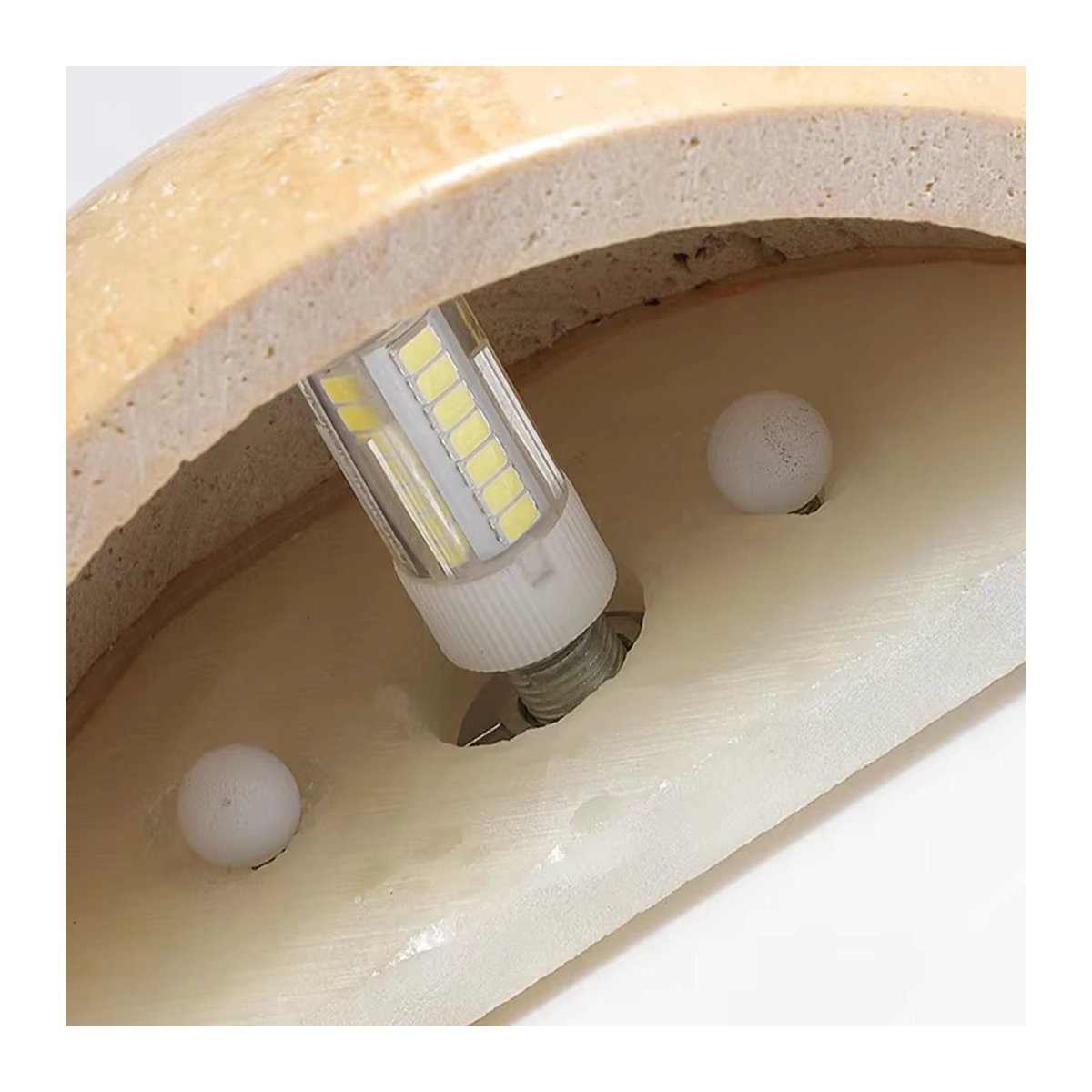 Wabi Sabi Wandleuchte Nordic Design Halbrunde Dekorative Wandlampe aus Stein für Wohnzimmer und Korridor - Bild 2
