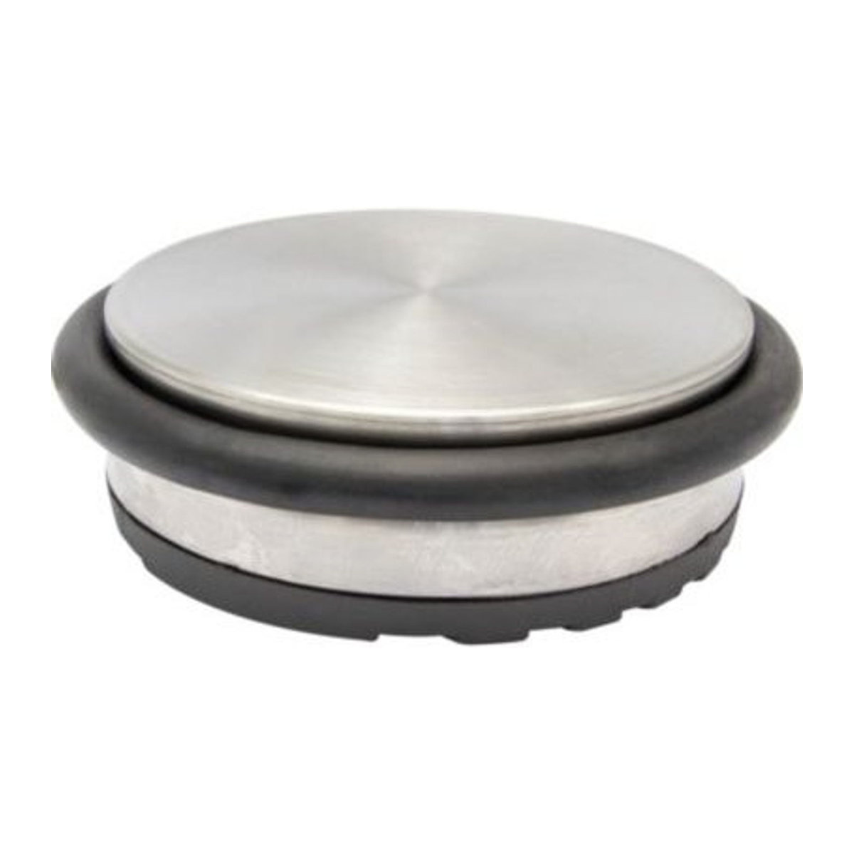Wagner Bodemdeurstopper BIG DISK aus Stahl in edelstahlsilber/schwarz, Durchmesser: 100 mm, Höhe: 30 mm - Bild 1