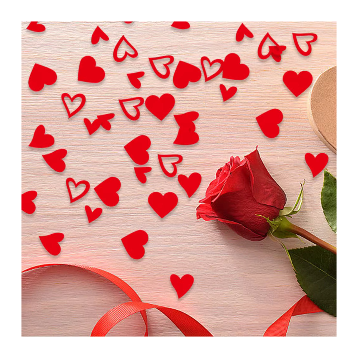 WakaParty Tischkonfetti in Herzform aus Papier, 100-teiliges Set, Rot, Unregelmäßige Herzen für Valentinstag, Hochzeit und Partydekoration - Bild 2