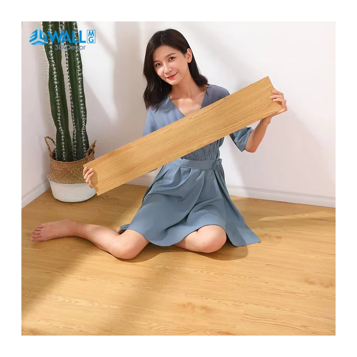 WALLMG 3D Bodenaufkleber Holzmaserung in Braun, wasserdichter und verschleißfester selbstklebender Wand- und Bodenaufkleber im skandinavischen Design, B: 91,4 cm x H: 91 cm - Bild 6