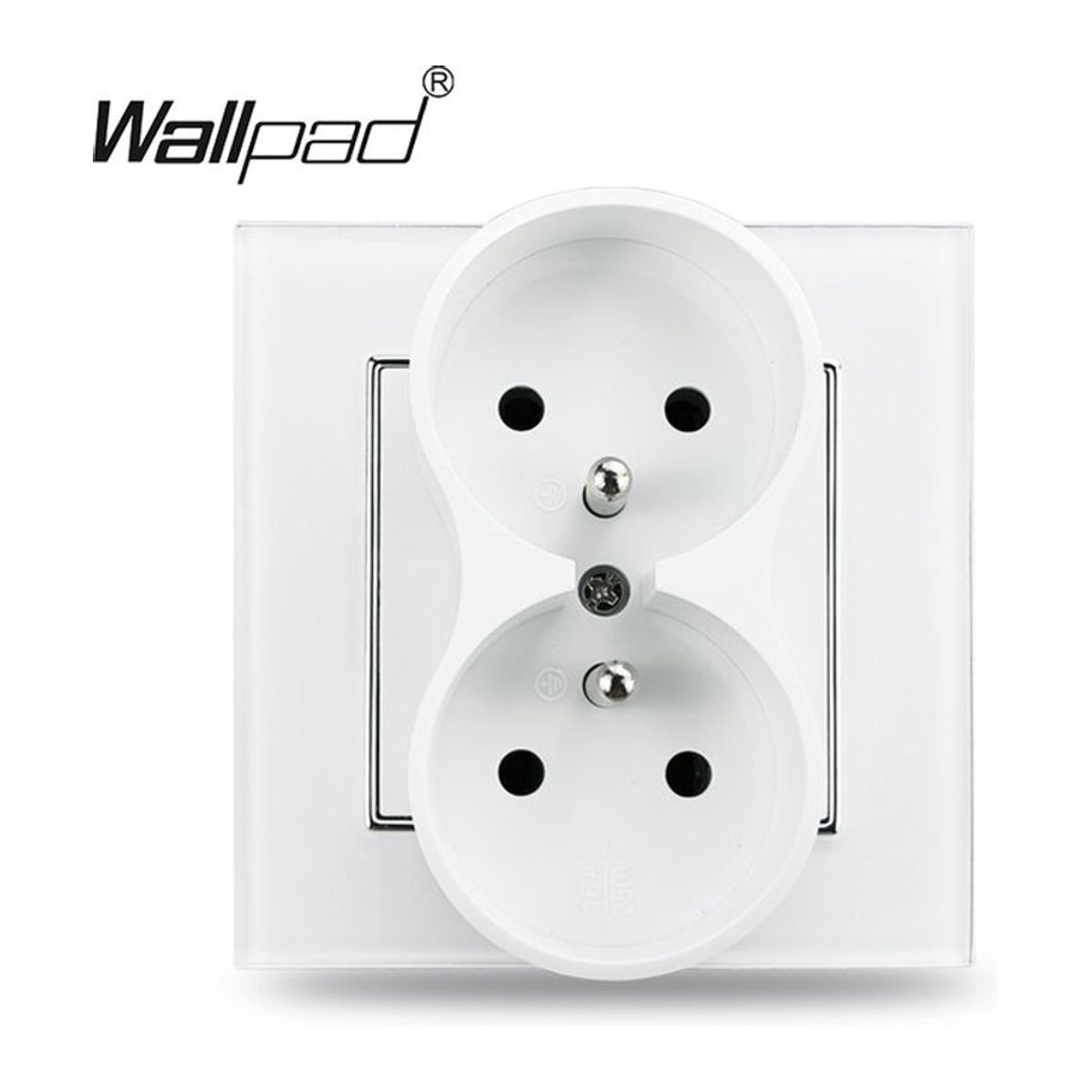 Wallpad Doppelte französische Steckdose 16A in Weiß, minimalistisches Design, B/H: 86 x 86 mm - Bild 1