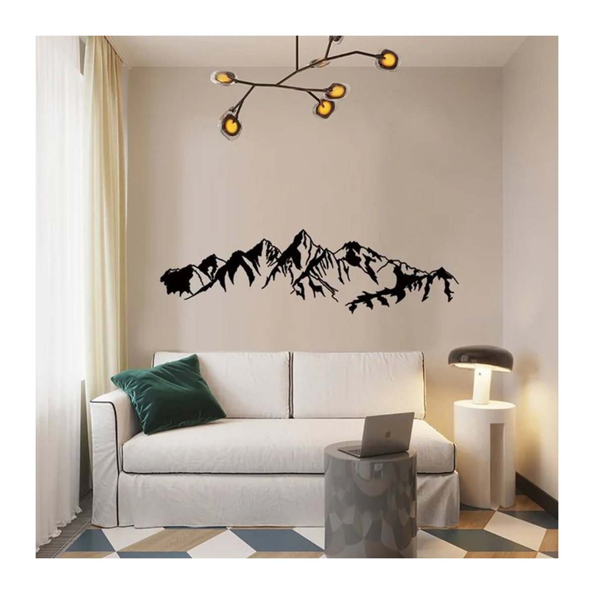 Wandaufkleber Bergkette als dekorative Kunst für Wohnzimmer, Schlafzimmer und Eingangsbereich - Bild 1