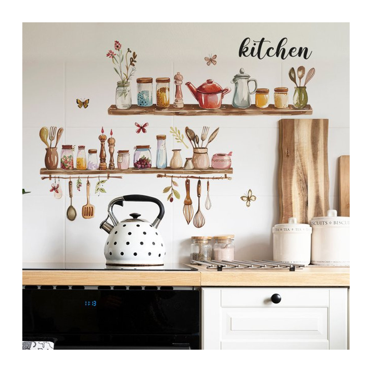 Wandaufkleber für Küche und Esszimmer aus PVC mit dekorativem Glas-Design, B/H: 60 x 40 cm - Bild 1