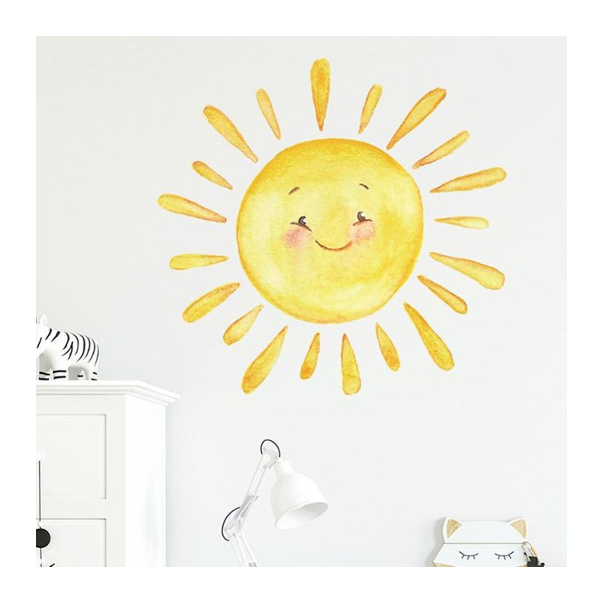 Wandaufkleber mit Regenbogen und Sonne im Cartoon-Design für Kinderzimmer und Wohnbereich, Gelb, Kunststoff - Bild 1