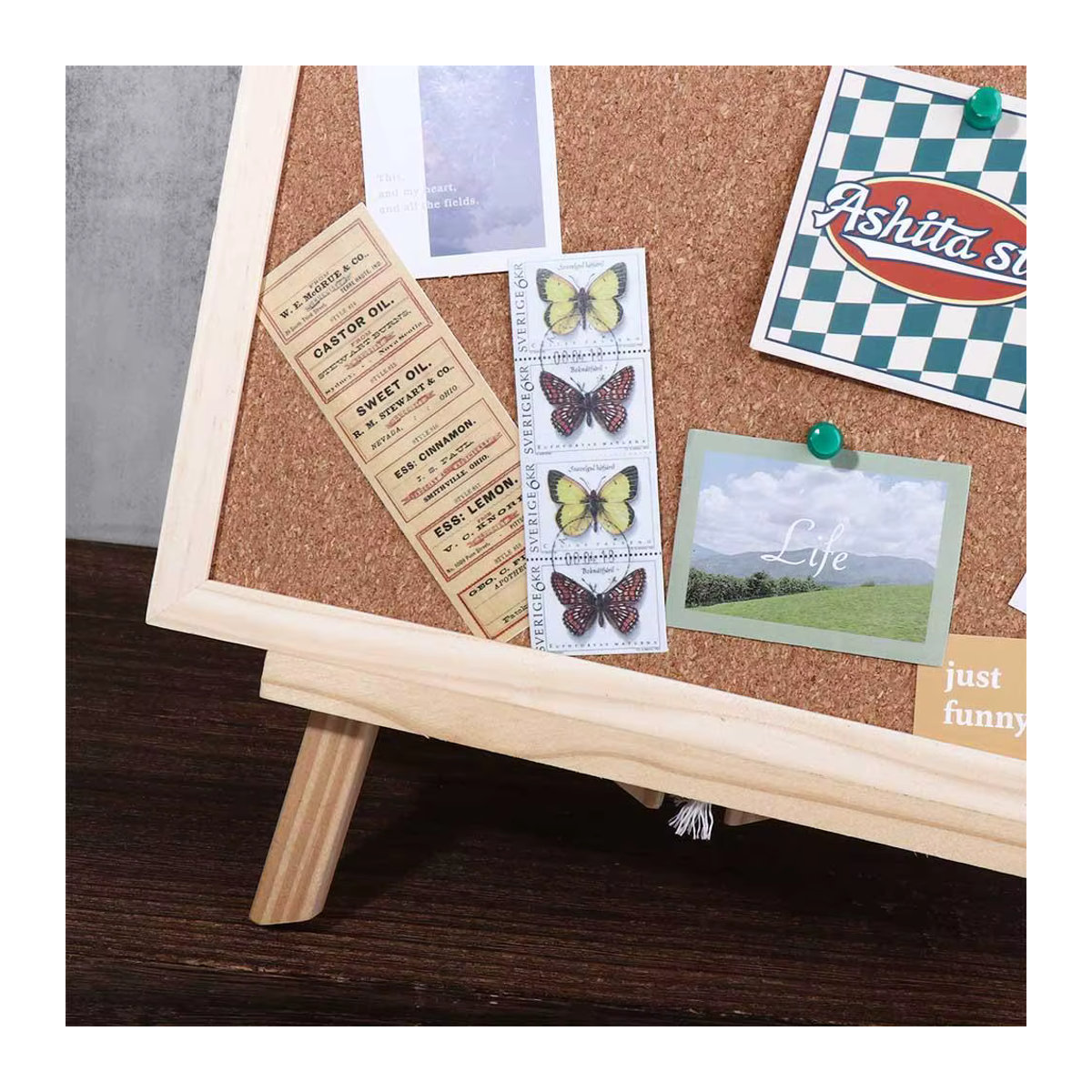 Wandbehang aus Kork und Holz in Braun als Message Board für Home Office und Schule - Bild 2