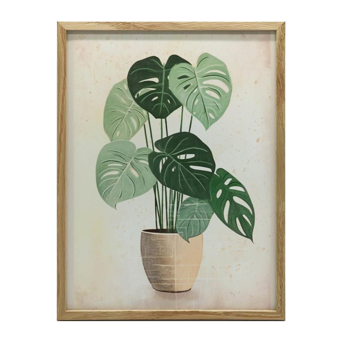 Wandbild Monstera im Topf von Marcin Zbijowski mit schwarzem Aluminiumrahmen, Breite: 50 cm, Höhe: 70 cm - Bild 1