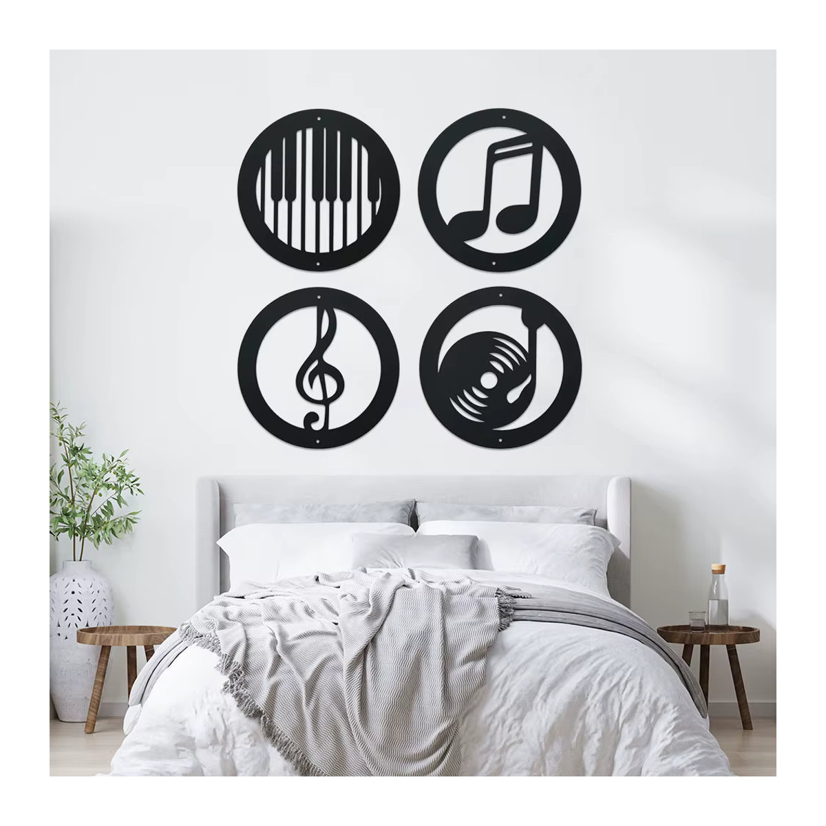 Wanddekor-Set DDPNKL mit Musiknoten-Silhouette aus schwarzem Eisen für die Wandmontage - Bild 3