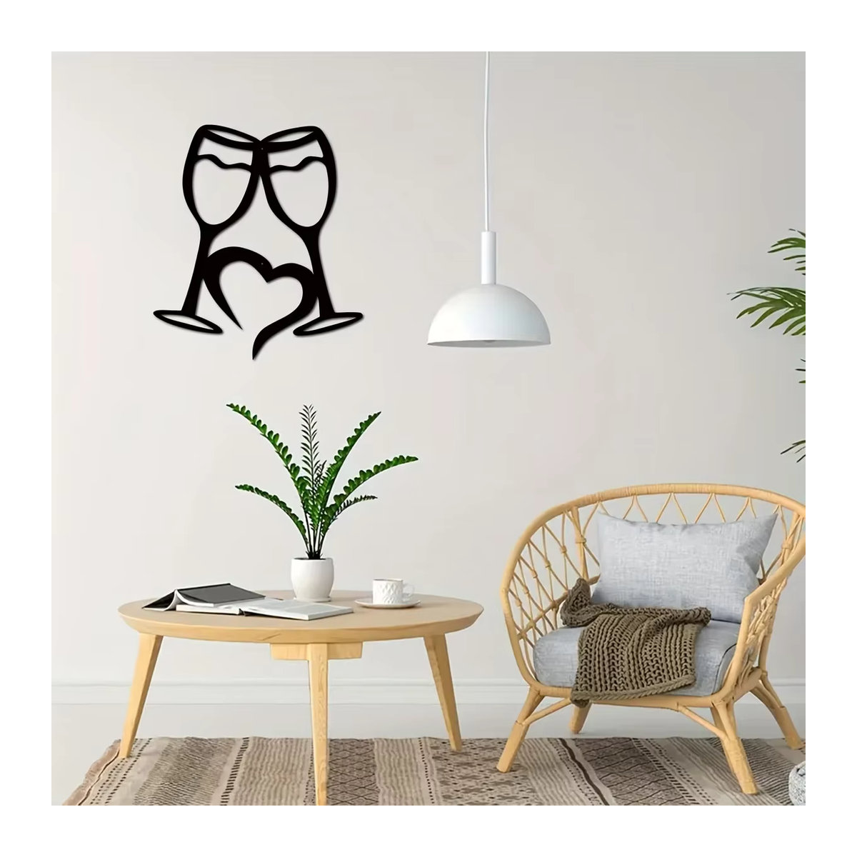 Wanddekoration aus Metall mit Herz und Weingläsern für Küche und Esszimmer - Bild 2
