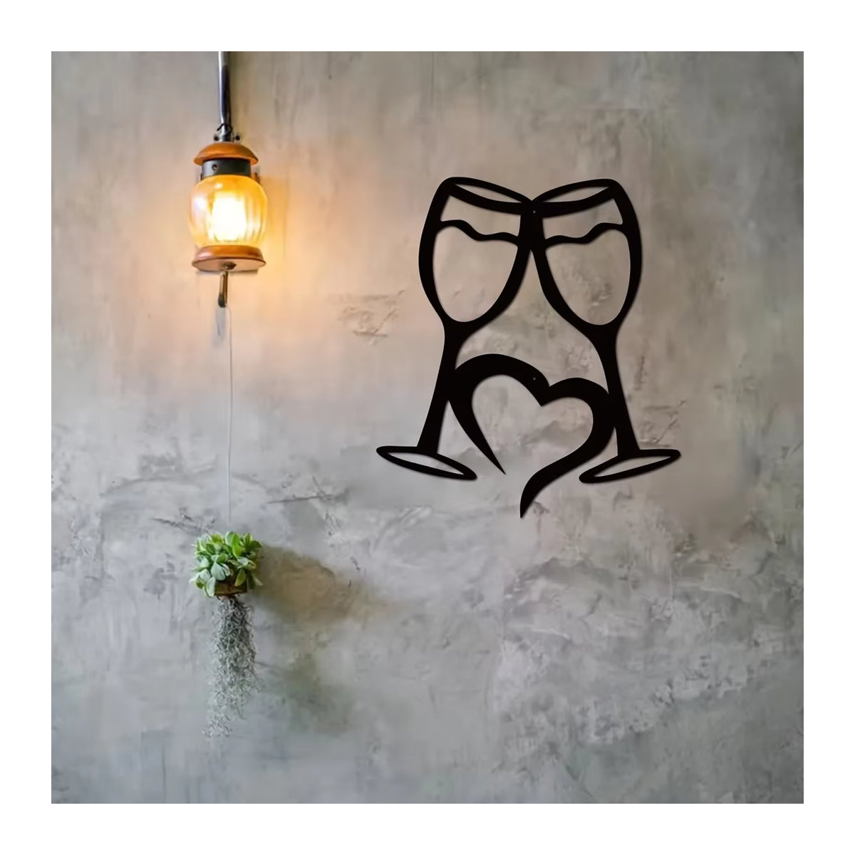 Wanddekoration aus Metall mit Herz und Weingläsern für Küche und Esszimmer - Bild 3