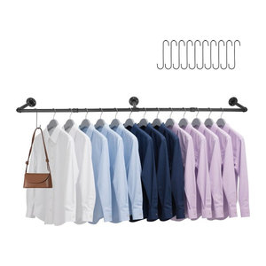 Wandgarderobe aus Metall im Industrial-Design mit 10 Haken, Schwarz, Höhe: 184 cm
