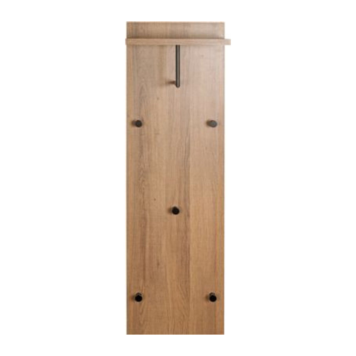 Wandgarderobe HAKU mit 5 Haken, Kleiderstange und Hutablage aus Holz und Metall, Eiche Dunkel/Schwarz, B: 30 cm, T: 20 cm, H: 100 cm - Bild 2
