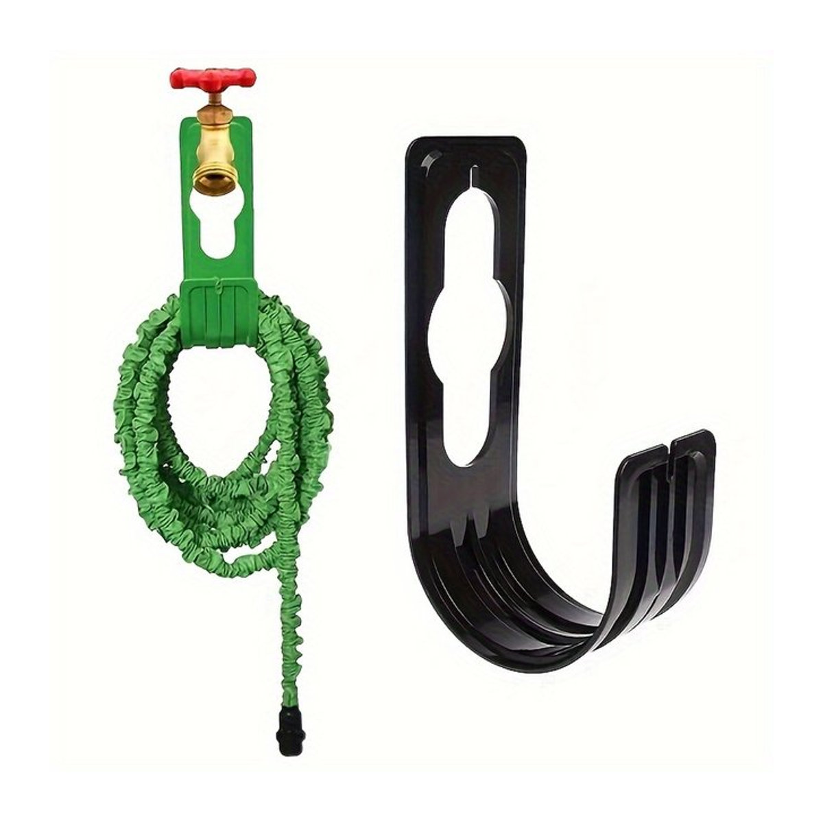 Wandmontierbarer Wasserschlauchhalter aus Metall in Schwarz für die Gartenbewässerung - Bild 1
