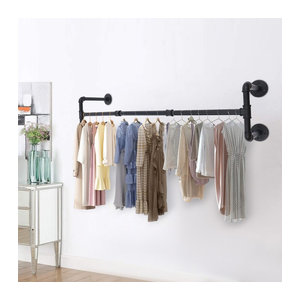 Wandmontierte Kleiderstange im Industrial-Stil aus Metall in Schwarz