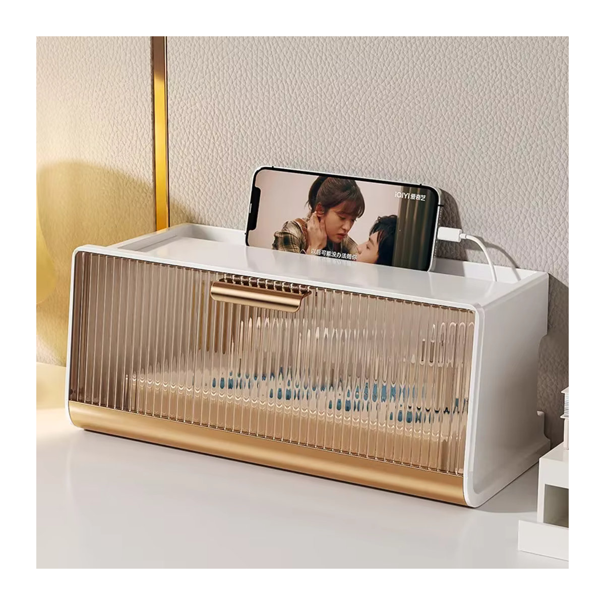 Wandmontierte WLAN-Router Aufbewahrungsbox aus ABS-Kunststoff in Coffee Gray - Bild 2