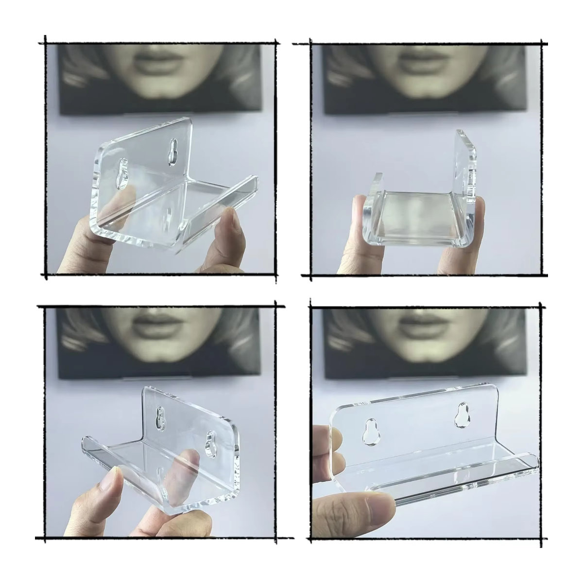 Wandmontierter Schallplattenständer aus Acryl für 4 und 7 Zoll CD-Alben in Transparent - Bild 2