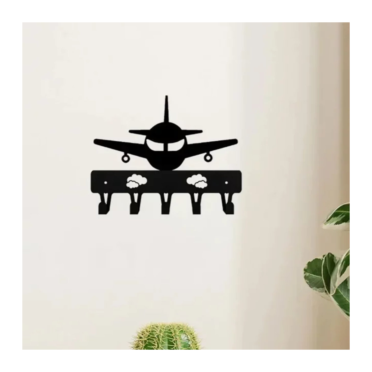 Wandmontierter Schlüsselhalter in Flugzeug-Design aus Metall als dekorative Wandkunst für Wohnzimmer und Schlafzimmer - Bild 1
