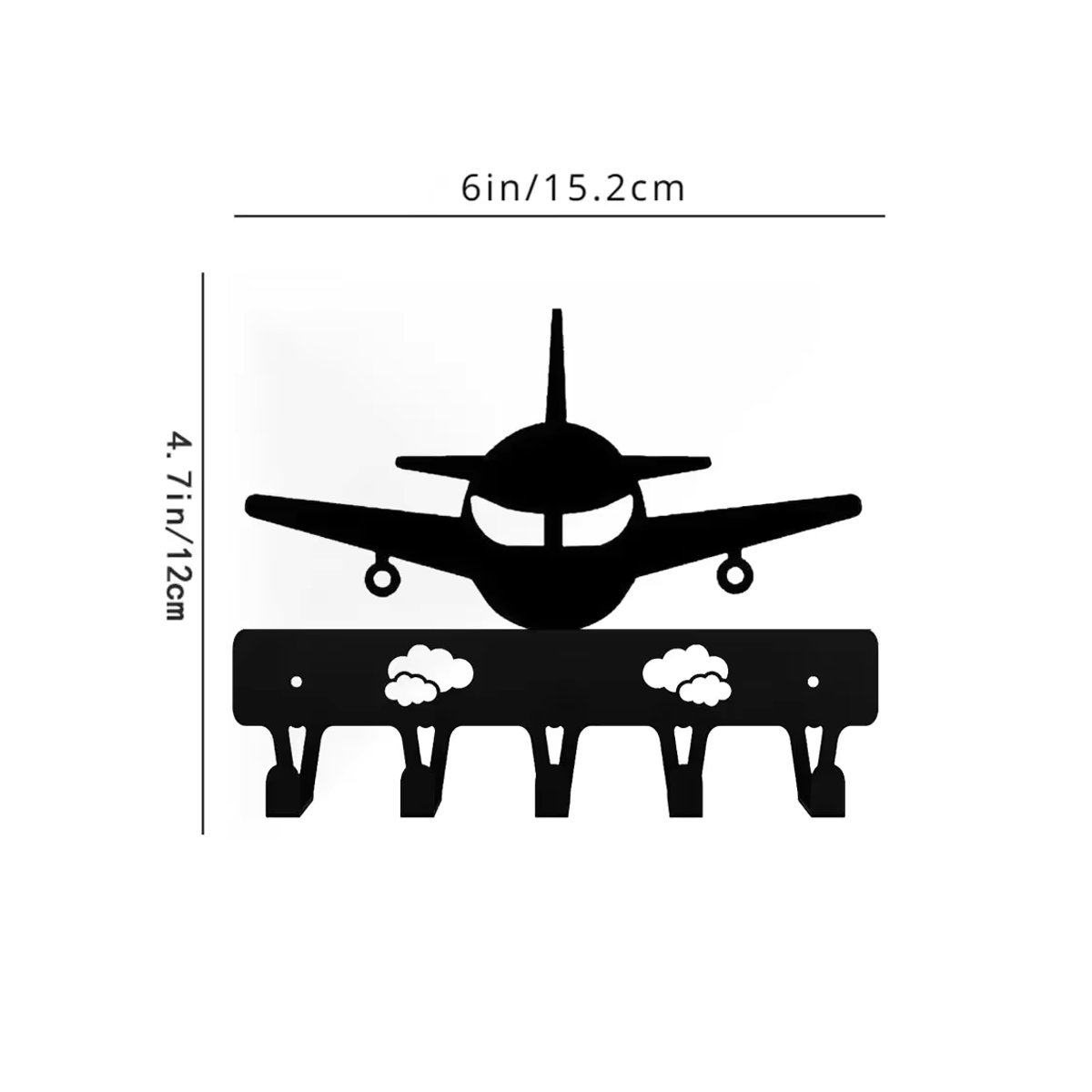 Wandmontierter Schlüsselhalter in Flugzeug-Design aus Metall als dekorative Wandkunst für Wohnzimmer und Schlafzimmer - Bild 2