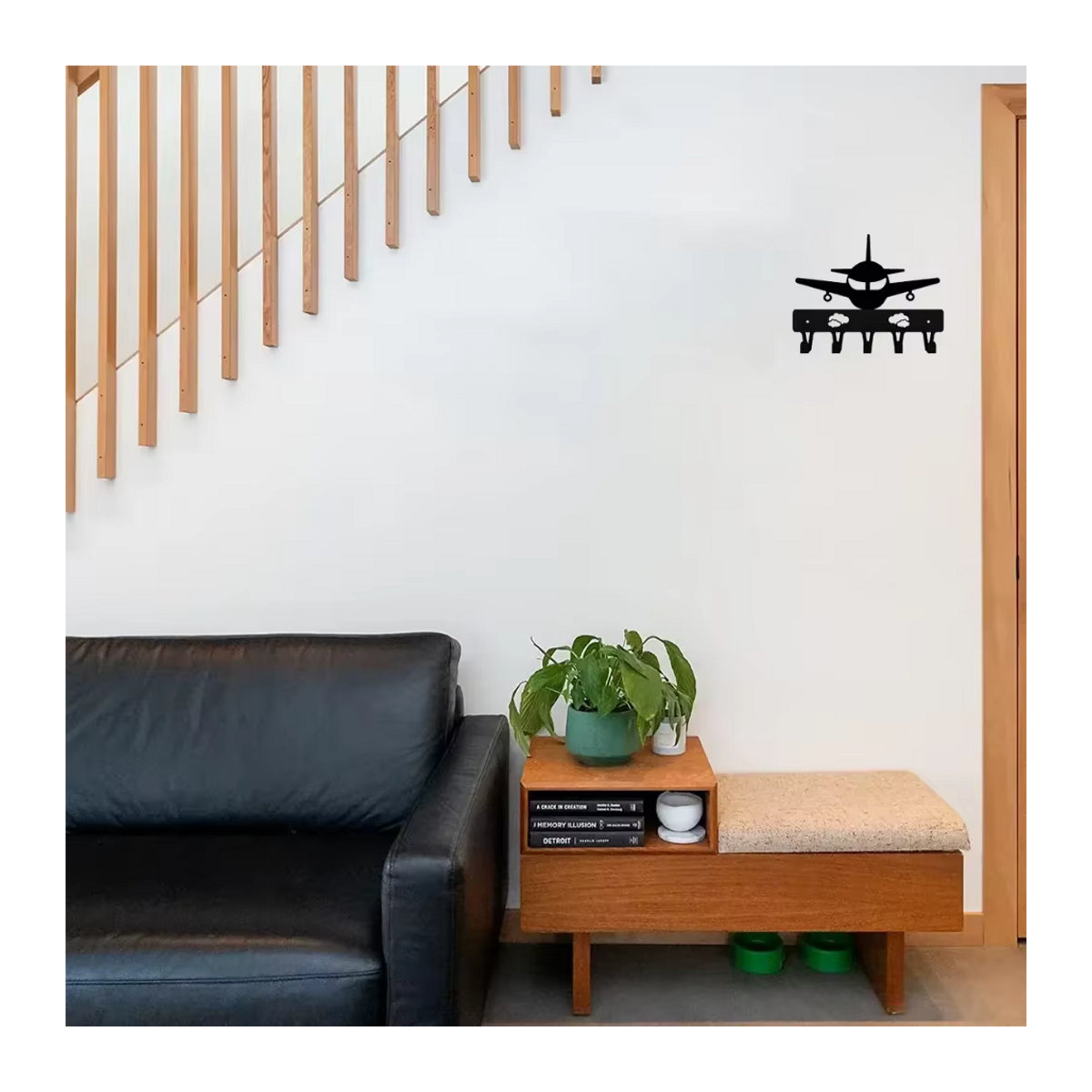 Wandmontierter Schlüsselhalter in Flugzeug-Design aus Metall als dekorative Wandkunst für Wohnzimmer und Schlafzimmer - Bild 4