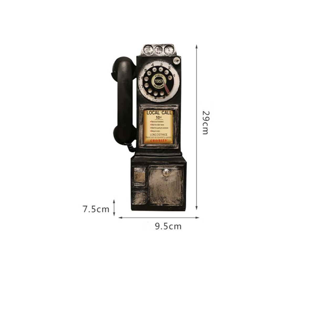 Wandmontiertes Retro Münztelefon im amerikanischen Landhausstil von happybuySE, Schwarz, Naturharz - Bild 4