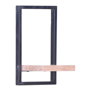 Wandregal PORTO im Industrial Design aus Akazie-Holz und Metall in Schwarz