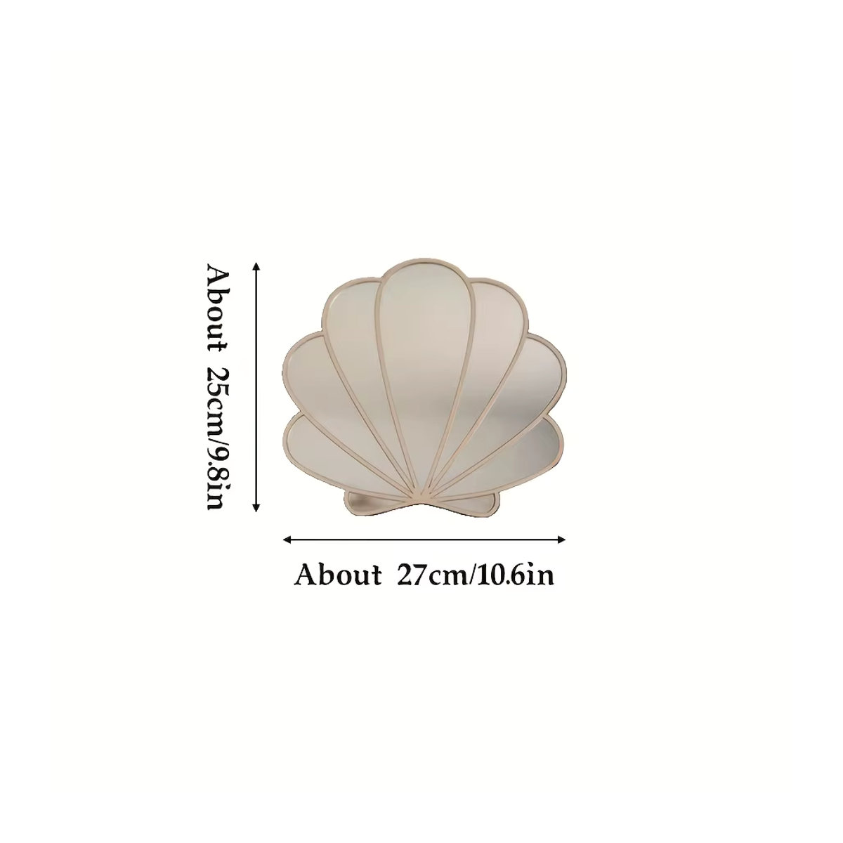 Wandspiegel in Muschelform aus Holz im skandinavischen Stil, Silber, bruchsicherer Wandspiegel für Wohnzimmer und Kinderzimmer - Bild 2