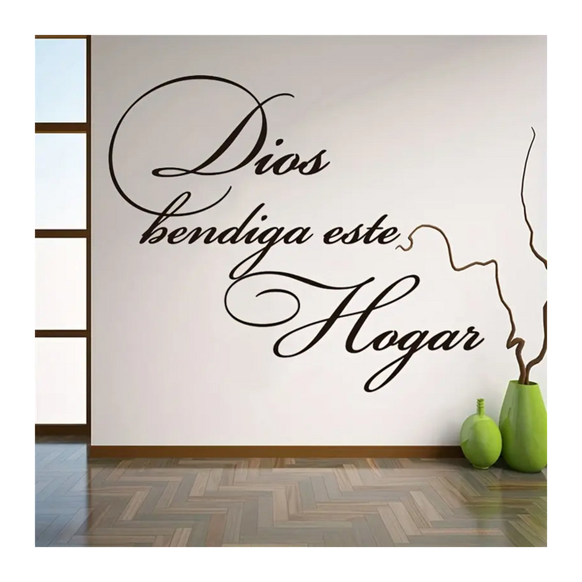 Wandtattoo aus Vinyl mit spanischem christlichem Zitat Dios bendiga este hogar in Schwarz, B: 58 cm, H: 46 cm - Bild 1