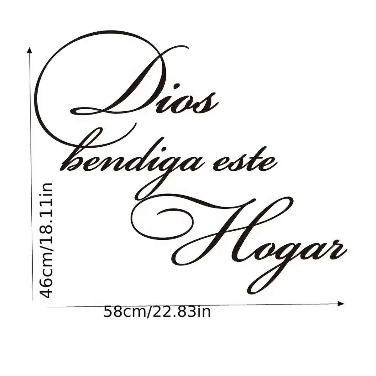Wandtattoo aus Vinyl mit spanischem christlichem Zitat Dios bendiga este hogar in Schwarz, B: 58 cm, H: 46 cm - Bild 2