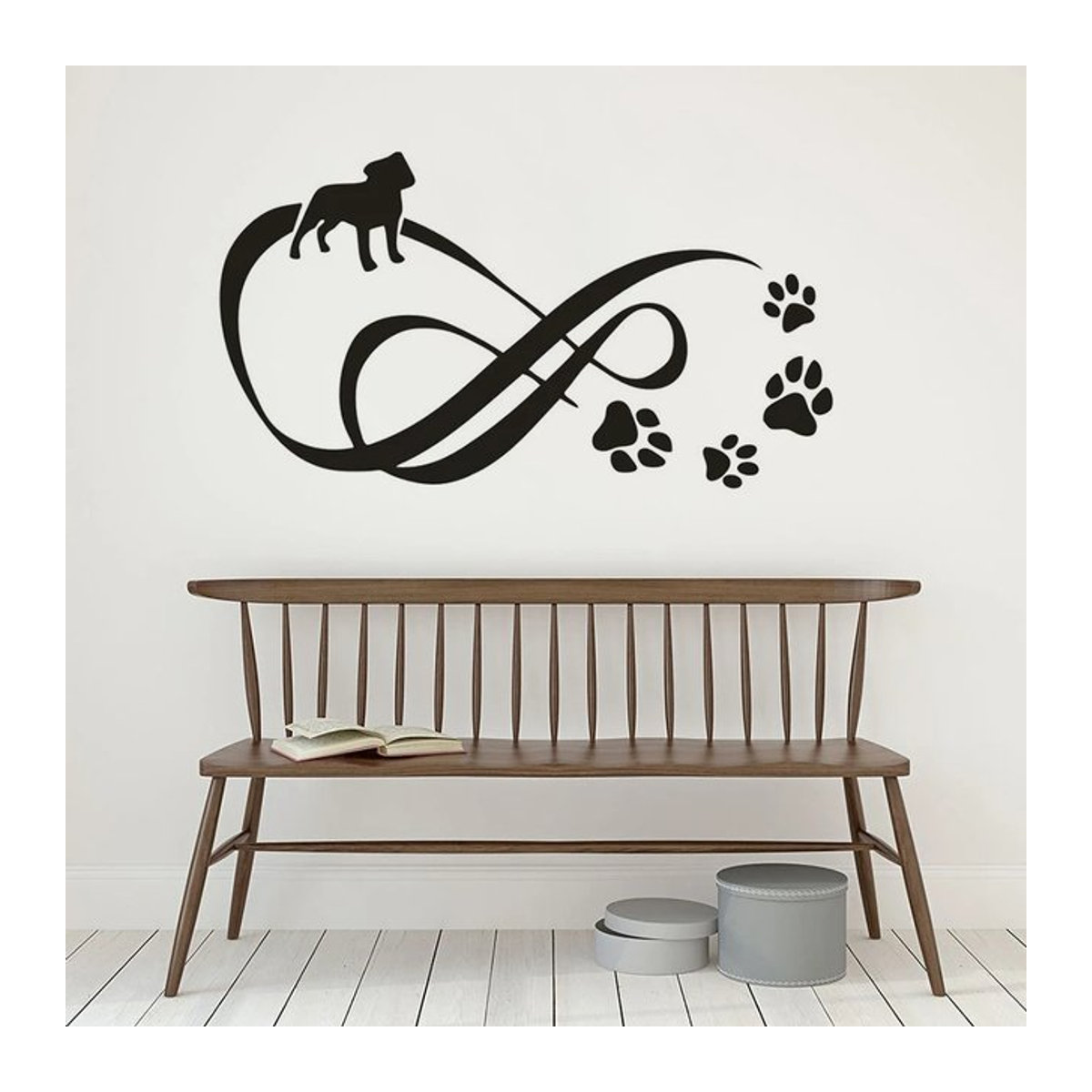 Wandtattoo Hunde Pfoten Punkte aus schwarzem Vinyl als abnehmbarer Wandaufkleber für deine Tier-Dekoration - Bild 1
