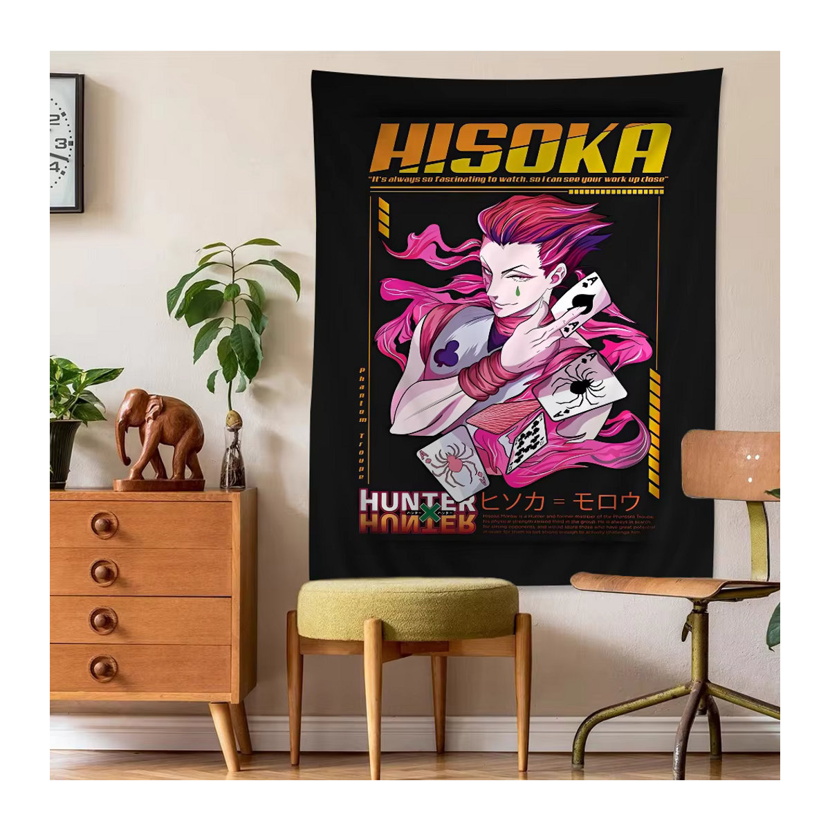 Wandteppich Hisoka Anime Design im Boho-Stil, Mehrfarbig, B/H: 70 x 70 cm - Bild 5
