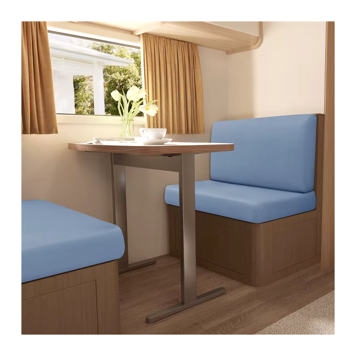 WANERQU 2er-Set Jacquard Stretch Sitzbezüge für Camper Dinette Sofa und Esszimmerbank in Blau - Bild 3